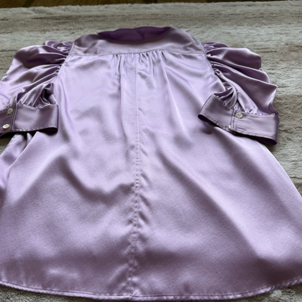 FRAME Gillian Stretch Silk Blouse in Lilac Size S - Picture 9 of 16
